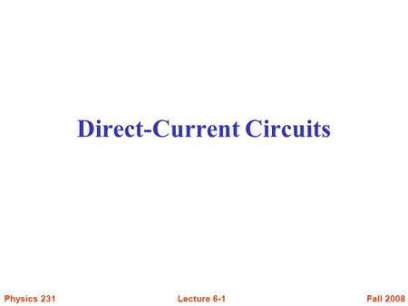 Direct-Current Circuits