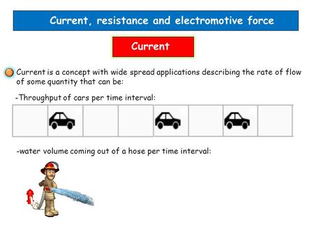 Current, resistance and electromotive force