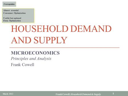 Household Demand and Supply