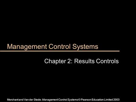 Management Control Systems