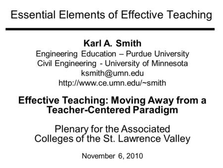 Essential Elements of Effective Teaching