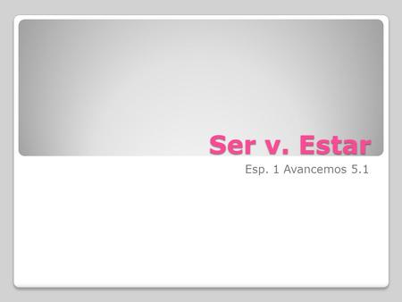 Ser v. Estar Esp. 1 Avancemos 5.1.