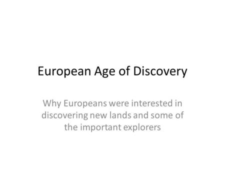 European Age of Discovery