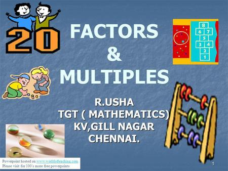 R.USHA TGT ( MATHEMATICS) KV,GILL NAGAR CHENNAI.