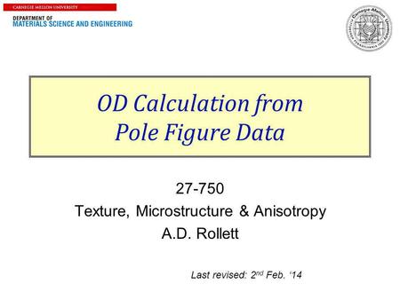 OD Calculation from Pole Figure Data