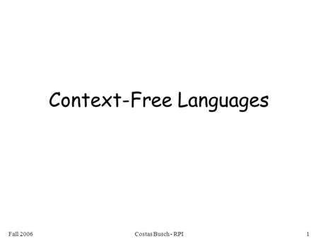 Context-Free Languages