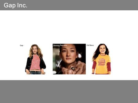 Gap Inc.. Vertical RetailerSpecialty Retailer Department Stores Macy’s Target large selection in limited line of merchandise Best Buy, Office Depot, Footlocker.