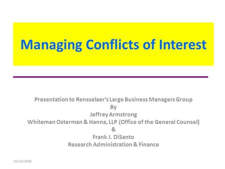 Managing Conflicts of Interest