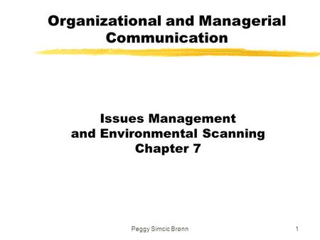 Peggy Simcic Brønn1 Issues Management and Environmental Scanning Chapter 7 Organizational and Managerial Communication.