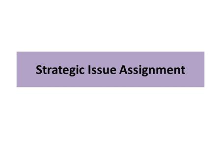 Strategic Issue Assignment