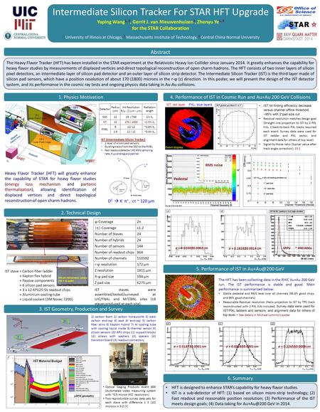 Intermediate Silicon Tracker For STAR HFT Upgrade Yaping Wang 1, 3, Gerrit J. van Nieuwenhuizen 2, Zhenyu Ye 1, 3 for the STAR Collaboration 1 University.