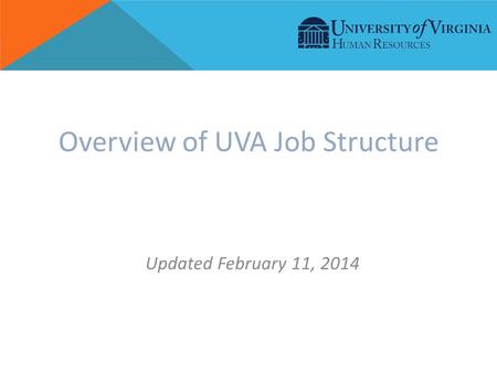 Overview of UVA Job Structure Updated February 11, 2014.