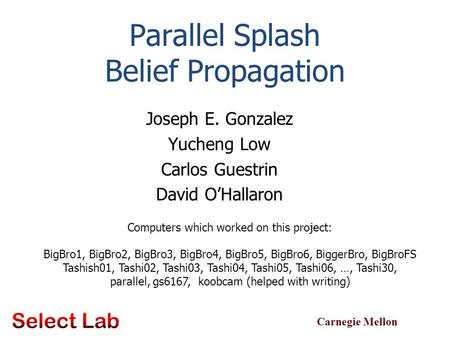 Parallel Splash Belief Propagation