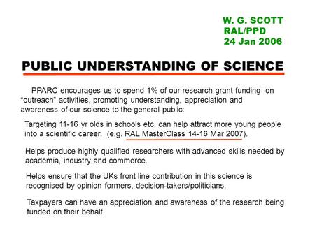 PUBLIC UNDERSTANDING OF SCIENCE