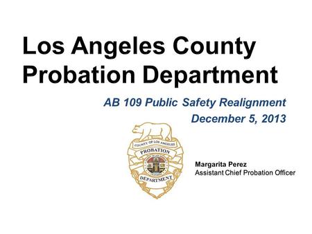 AB 109 Public Safety Realignment December 5, 2013.