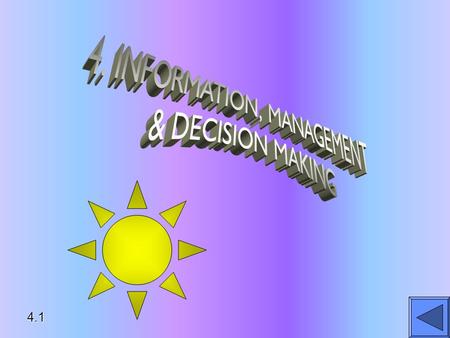 4.1. LEARNING OBJECTIVES EVALUATE SCHOOLS OF MANAGEMENT THINKINGEVALUATE SCHOOLS OF MANAGEMENT THINKING DESCRIBE LEVELS, TYPES, STAGES OF DECISION MAKINGDESCRIBE.