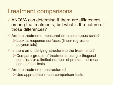 Treatment comparisons