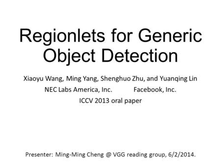 Regionlets for Generic Object Detection