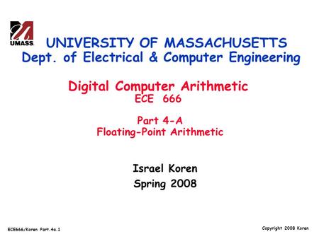 UNIVERSITY OF MASSACHUSETTS Dept