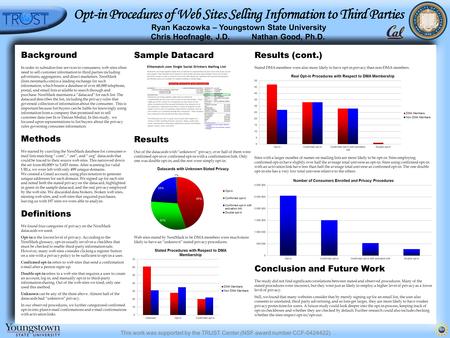 This work was supported by the TRUST Center (NSF award number CCF-0424422) Background In order to subsidize free services to consumers, web sites often.