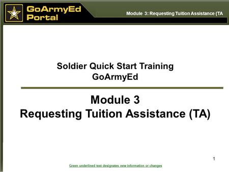 Soldier Quick Start Training Requesting Tuition Assistance (TA)