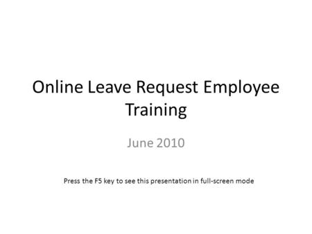 Online Leave Request Employee Training