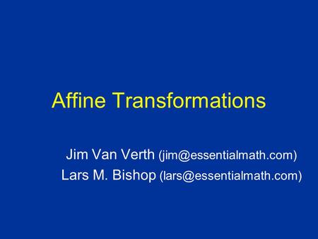 Affine Transformations