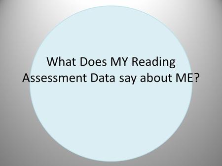 What Does MY Reading Assessment Data say about ME?