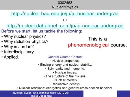 phenomenological course.