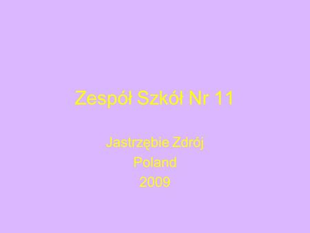 Zespół Szkół Nr 11 Jastrzębie Zdrój Poland 2009. Country: Poland.