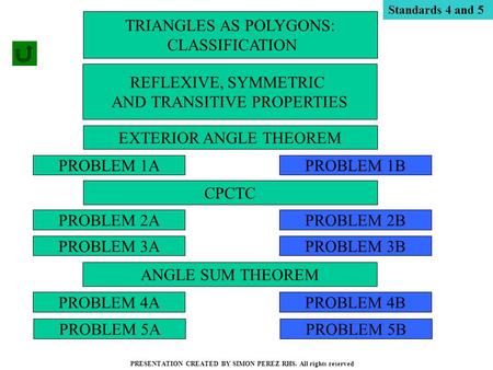 PROBLEM 1A PROBLEM 2A PROBLEM 3A PROBLEM 4A PROBLEM 1B PROBLEM 4B PROBLEM 2B PROBLEM 3B TRIANGLES AS POLYGONS: CLASSIFICATION PRESENTATION CREATED BY.