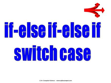 © A+ Computer Science - www.apluscompsci.com if-else if-else if switch case © A+ Computer Science - www.apluscompsci.com.