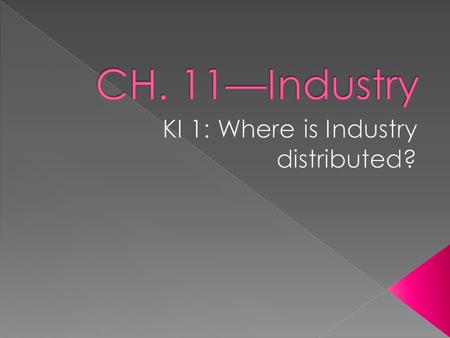  Industry means the manufacturing of goods in a factory  Industrial Revolution › Started Where? › When? › Series of improvements in industrial technology.