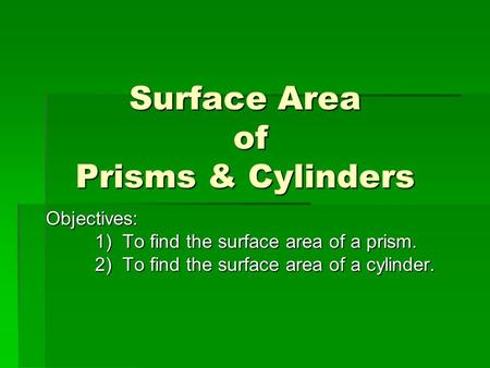 Surface Area of Prisms & Cylinders