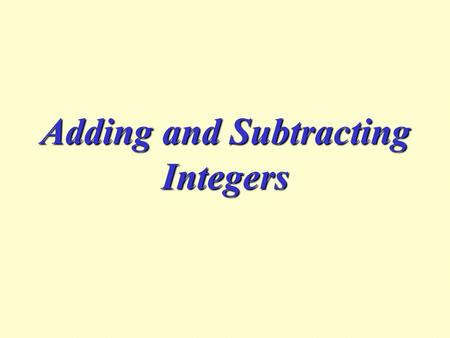 Adding and Subtracting Integers