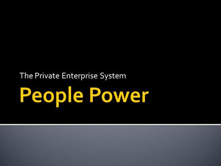 The Private Enterprise System