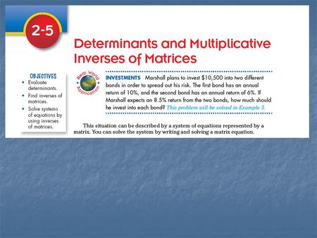 Determinant The numerical value of a square array of numbers that can be used to solve systems of equations with matrices. Second-Order Determinant (of.