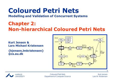 Kurt Jensen Lars M. Kristensen 1 Coloured Petri Nets Department of Computer Science Coloured Petri Nets Modelling and Validation of Concurrent Systems.