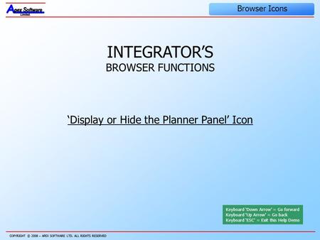 COPYRIGHT © 2008 – APEX SOFTWARE LTD. ALL RIGHTS RESERVED Human Resources COPYRIGHT © 2008 – APEX SOFTWARE LTD. ALL RIGHTS RESERVED Browser Icons INTEGRATOR’S.