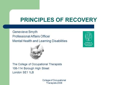 PRINCIPLES OF RECOVERY