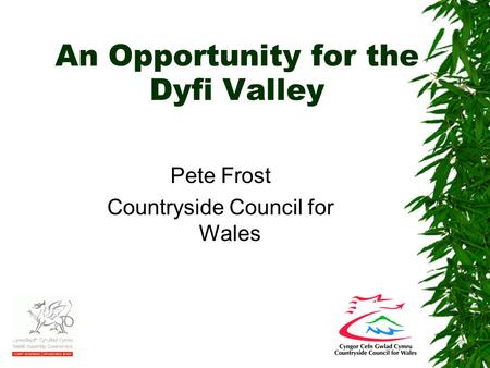 An Opportunity for the Dyfi Valley Pete Frost Countryside Council for Wales.