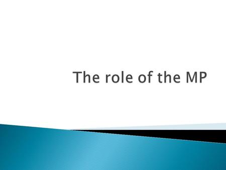  To know what an MP is and does  To understand how MPs are elected  To be able to say what attributes make a good MP.