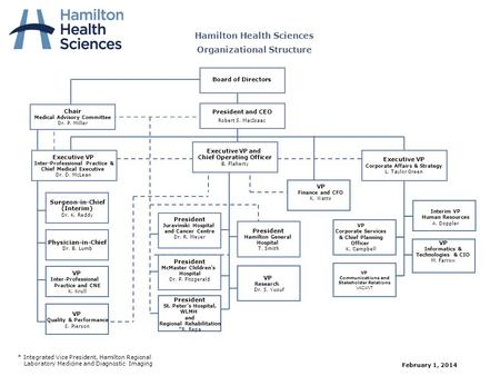 Executive VP and Chief Operating Officer B. Flaherty Chair Medical Advisory Committee Dr. P. Miller Executive VP Corporate Affairs & Strategy L. Taylor.