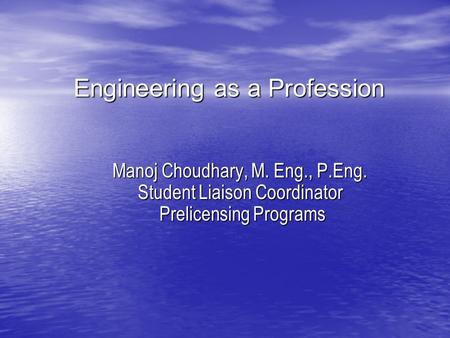 Engineering as a Profession