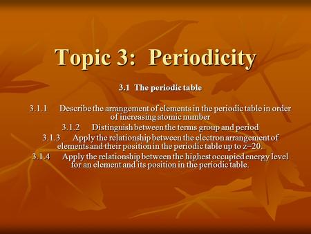 3.1.2 Distinguish between the terms group and period