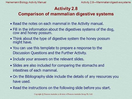 Comparison of mammalian digestive systems