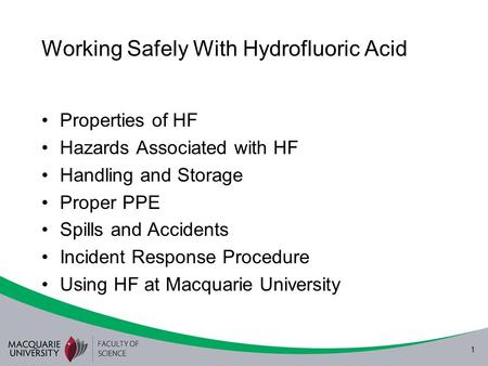 Working Safely With Hydrofluoric Acid