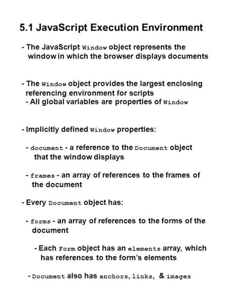 5.1 JavaScript Execution Environment