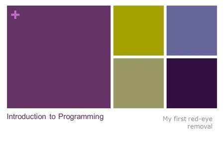 + Introduction to Programming My first red-eye removal.