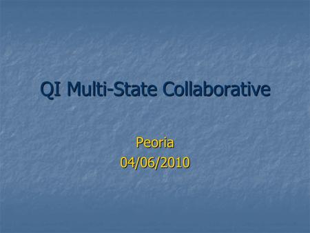 QI Multi-State Collaborative Peoria04/06/2010. AIM Statement Public health system partners will commit resources to implement a system-wide community.